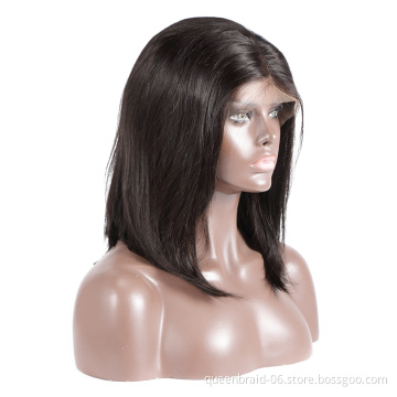 Short Straight Hair Bob Wigs Brazilian Virgin Human Hair Lace Front Wigs 13x4 Lace Closure Wig Part Pre Plucked with Baby Hair